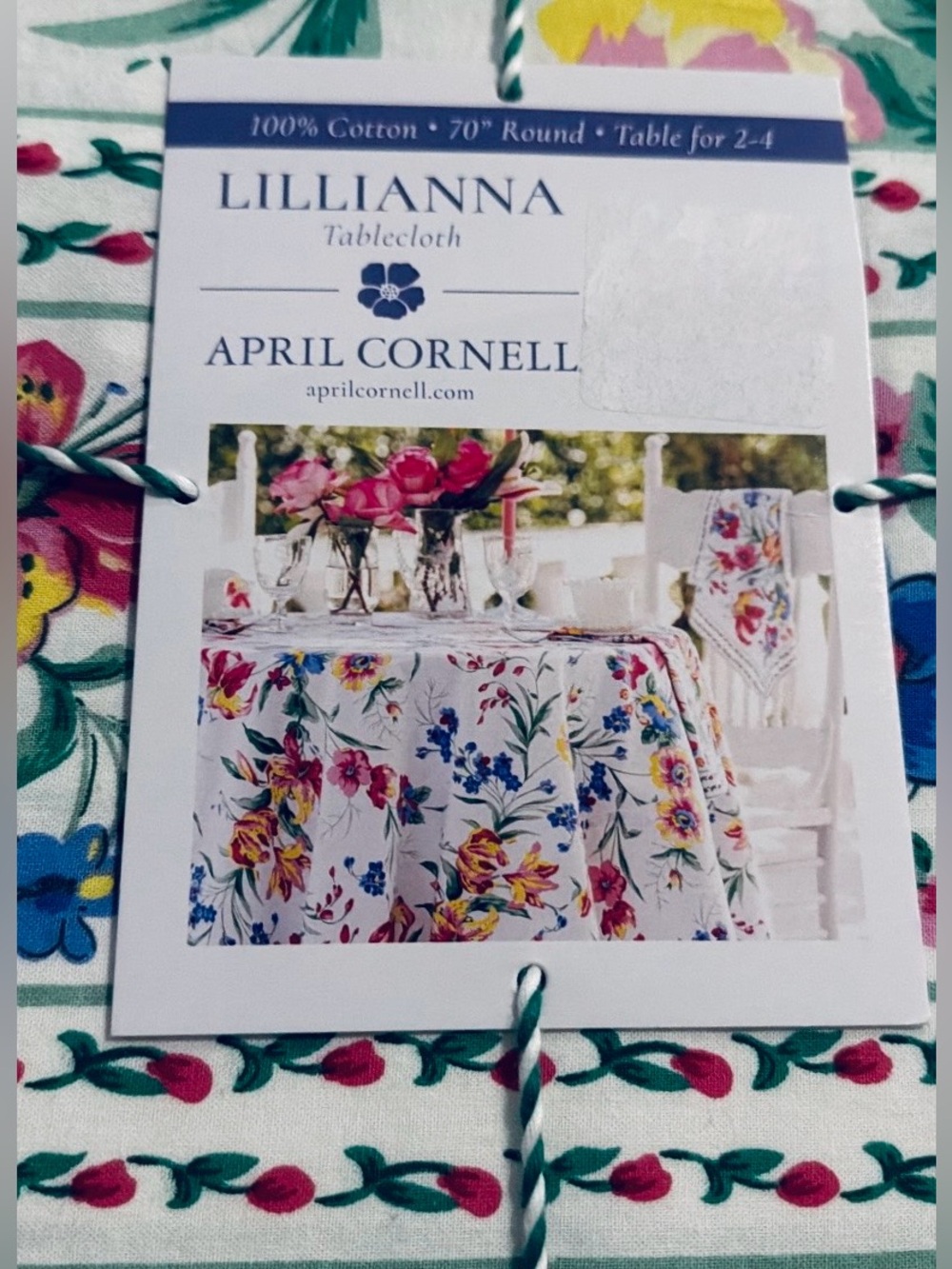 APRIL CORNELL Lillianna Tablecloth 70" Round NWT Floral